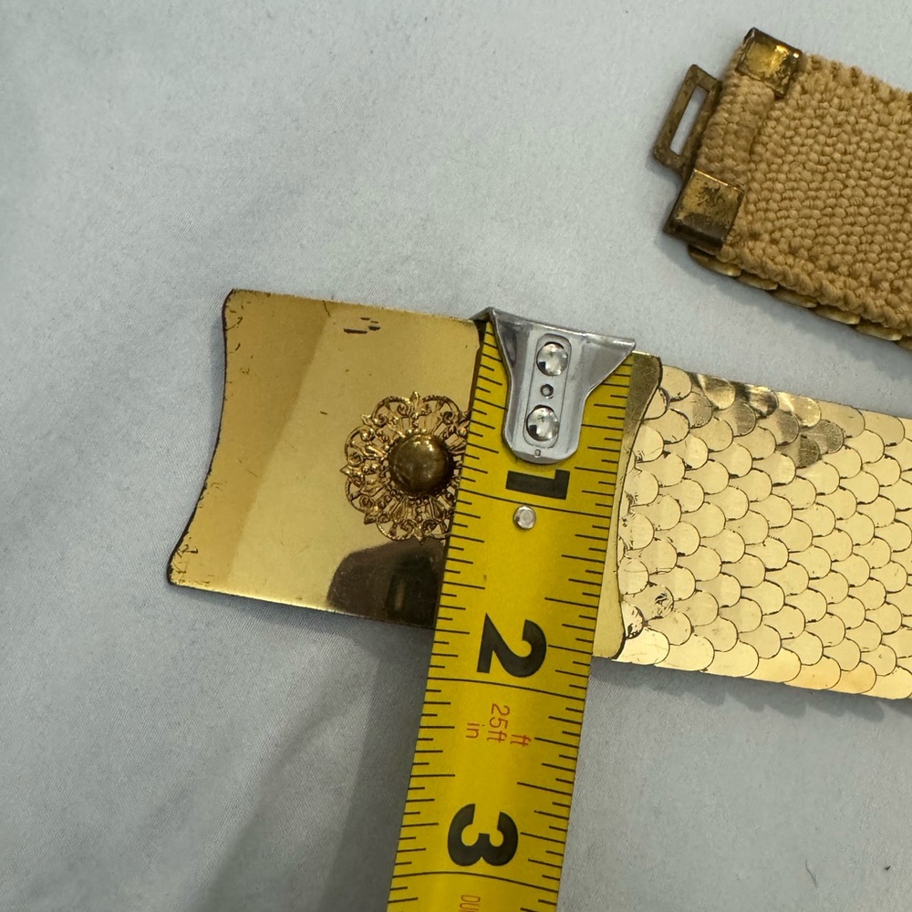 Vintage Gold Fish Scale 70’s Stretch Belt 80’s Kitsch Fun Glamorous - Picture 9 of 12